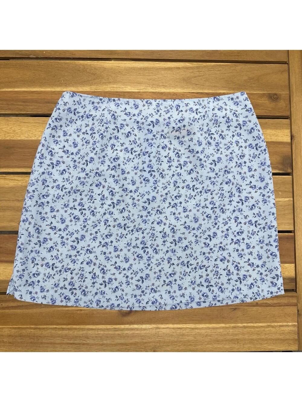 Vintage Y2K Exact Change Floral Mini Skirt Blue Softgirl Fairy Size 11
